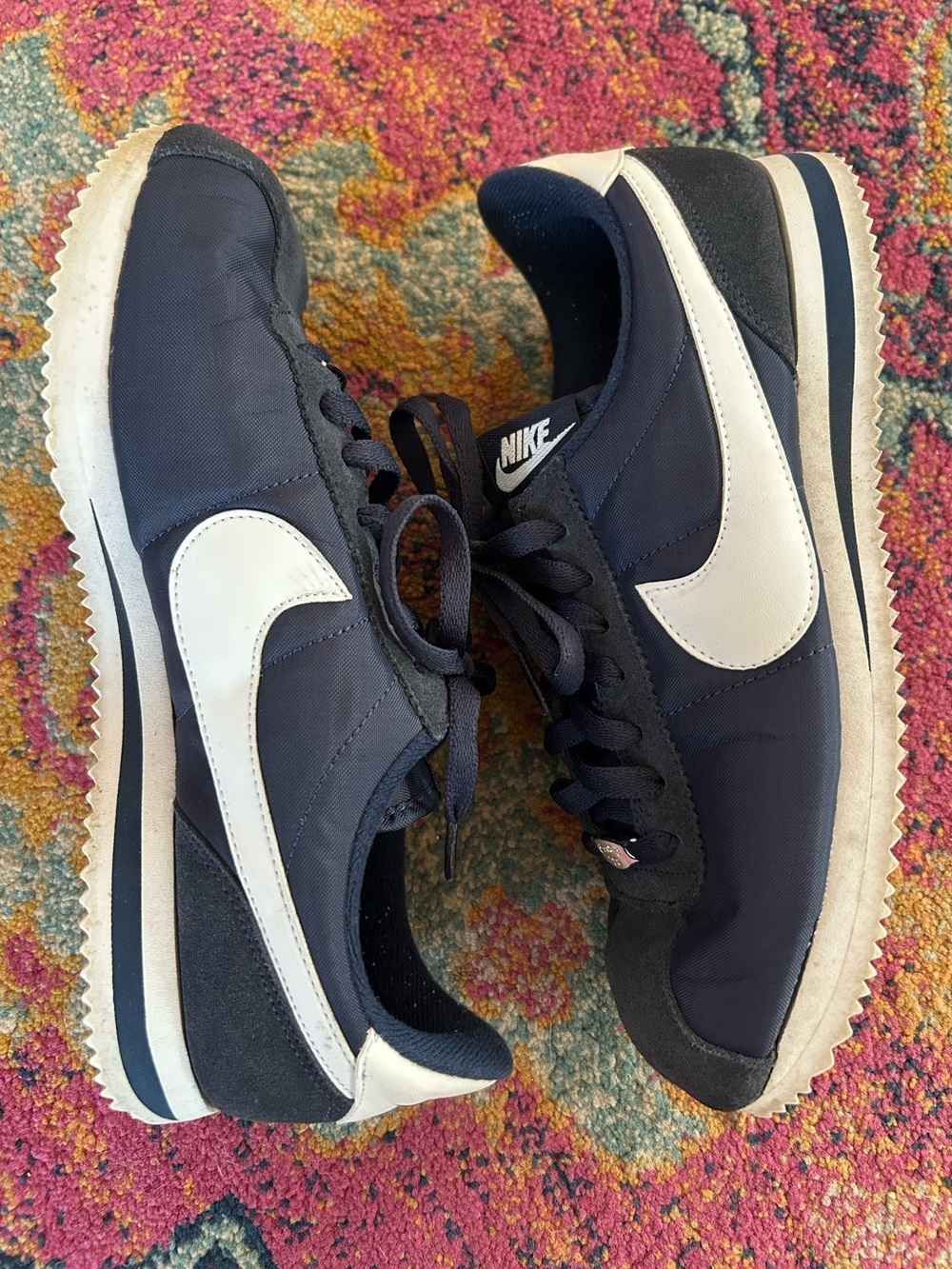 Nike | Women’s Navy Blue Canvas/Suede Lace Up Cortez Sneakers White Swoosh 8.5 - Picture 10 of 16